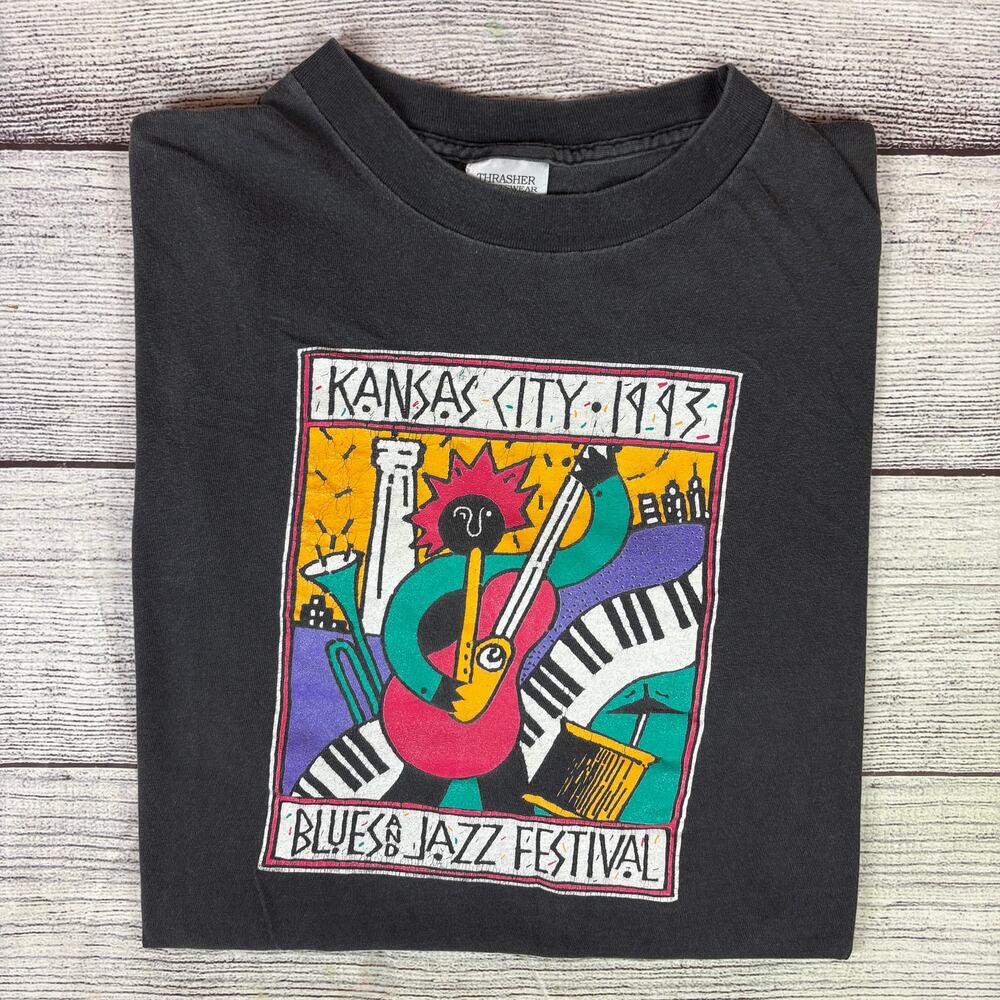 Vintage 1993 Kansas City Blues & Jazz Festival Art T-shirt